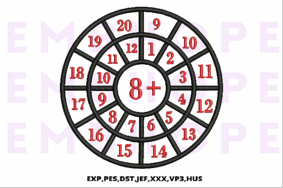 Addition Wheel 8: Fun Math Embroidery Designs
