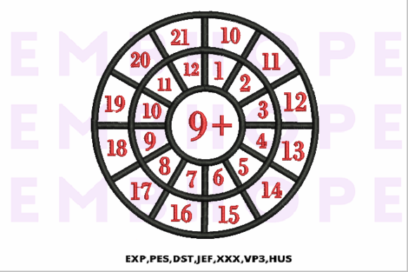 Addition Wheel 9: Blending Educational Utility with Creative Embroidery Design